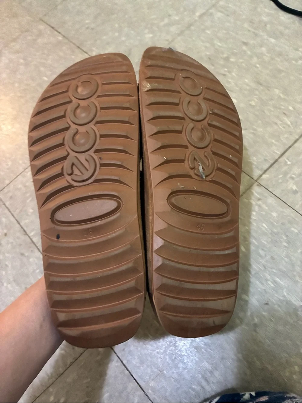 Ecco Brown Suede Double Strap Cozmo Slide Sandals men’s 46/12